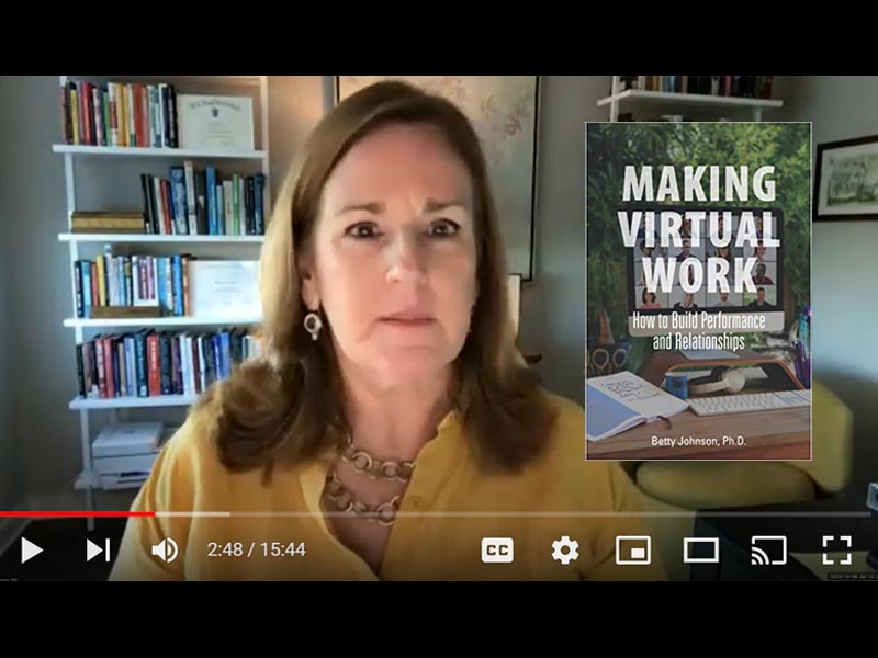 Author Betty J. Johnson discusses her book Making Virtual Work: How to Build Performance and Relationship.