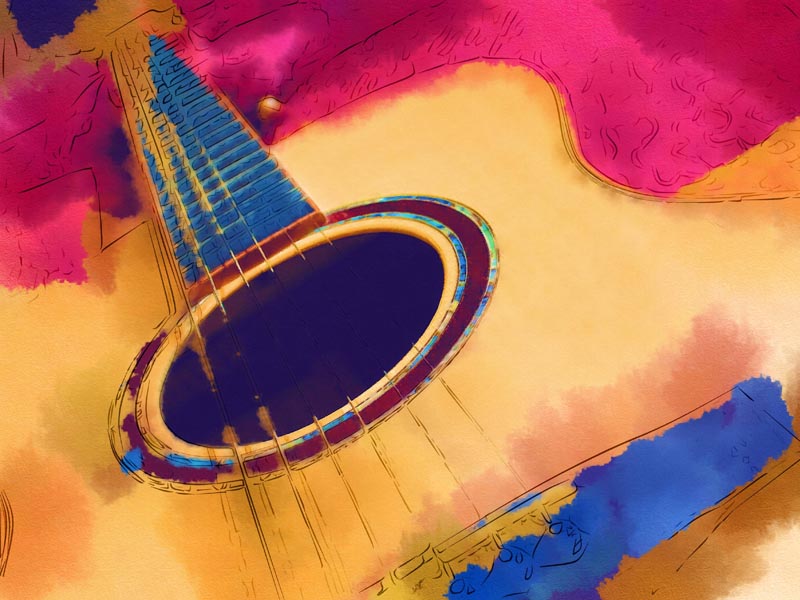 Painting of a guitar