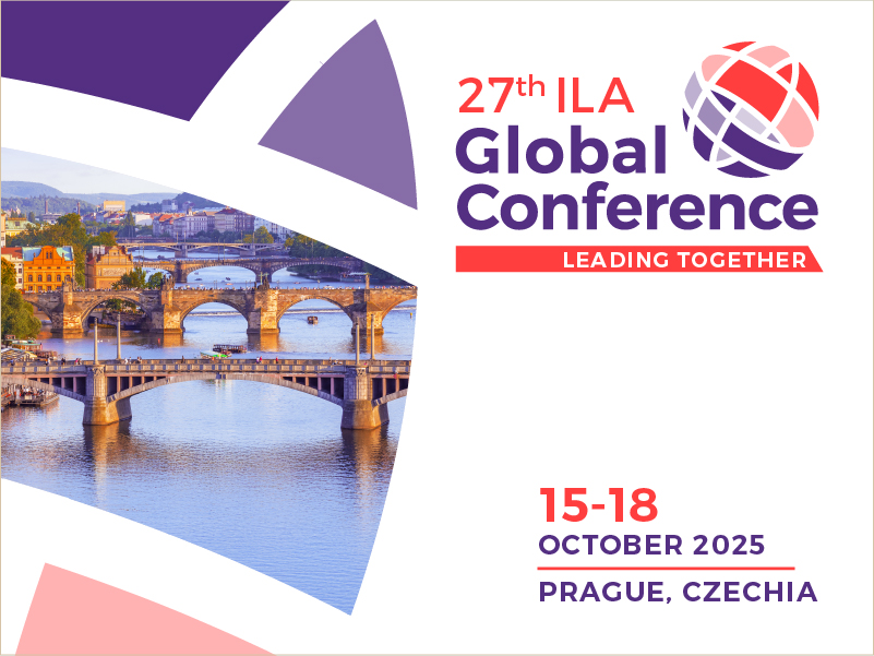 27th ILA Global Conference Banner. Leading Together. 15-18 October 2025 in Prague, Czechia.