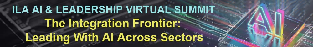 Conference Logo with text: AI & Leadership Virtual Summit. The Integration Frontier: Leading With AI Across Sectors.