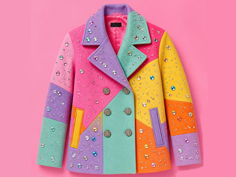 AI Generated Image of a Coat of Many Colors with Rhinestones